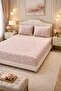 Beige Ethnic Pattern Battal Elastic Sheet Set (180X200) + 2 Pillowcases - 2