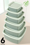 Set of 14 Striped Square Storage Containers - 6 Sizes Microwave Safe Organizer Food Container Green - 3