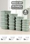 Set of 20 Striped Square Storage Containers - Microwave Safe Food Containers 1.35L 0.85L 0.5L 0.3L Green