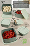 Set of 14 Striped Square Storage Containers - 6 Sizes Microwave Safe Organizer Food Container Green - 2