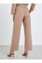 Women Beige Linen Look Wide Leg Trousers - 4