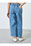 Girls Blue Smiley Face Print Wide Leg Jeans - 4