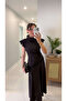 ZR Murre Dark Brown Lace Detail Belted Blouse Skirt Set - 2