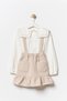 Girl's Shirt Dress with Pocket Detail Beige - 3