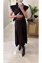 ZR Murre Dark Brown Lace Detail Belted Blouse Skirt Set - 4