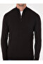 Black Slim Fit Cotton Blend Half Zipper Mock Neck Knitwear Sweater 50318981-Vr046 - 6