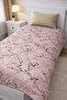 Pillowed Cotton Single Bedspread/Pink Flowers with Pique