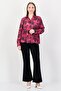 Women V-Neck Long Sleeve Floral Pattern Shirt, Multicolor - 4