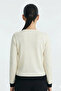 Ecru Black Contrast Piped Women's Cardigan - 2