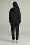 Women's Daily Oversized Black Hooded Tracksuit Set Winter Cotton Lined - 7