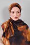 Camel Abstract Pattern Wool Silk Shawl - 4