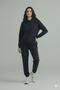 Women's Daily Oversized Navy Blue Hooded Tracksuit Set Winter Cotton Lined - 4