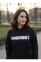 Women's Sweatshirt Culture Printed Detailed Black Long Sleeve Crew Neck Hooded - 5