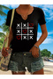 Women's Heart Printed Half V-Neck Sleeves Regular Fit Comfortable T-Shirt