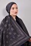 Gray Round Patterned Wool Silk Shawl - 3