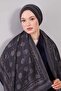 Gray Round Patterned Wool Silk Shawl
