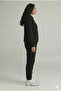 Women's Daily Oversized Black Hooded Tracksuit Set Winter Cotton Lined - 6