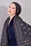 Gray Round Patterned Wool Silk Shawl - 2