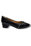 9996-26 Shiny Print Leather Stripe Stoned Thick Heel Women's Shoes 4cm - 2