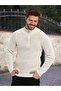 Men's Knitwear Sweater with Half Zipper (Ekru) - 3