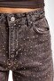 Women's Stone-Embellished Coffee T-4s6-179 Straight Fit Full Shiny Stone-Embellished Special Design Denim Jean - 3