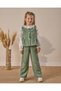 Girl's Cotton Green Corded Fabric Vest Set Pants Set - 3-Piece Set Including Shirt - 2