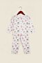 White Patterned Baby Girl 100% Cotton Pajama Set - Soft Patterned Long Sleeve Sleep Set - 7