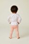 Salmon Rabbit Patterned Baby Girl 100% Cotton Pajama Set - Soft Patterned Long Sleeve Sleep Set - 3