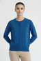 Navy Blue Crew Neck Women's Cardigan - 2