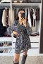 Gold Button Detail Belted Chiffon Dress - Navy Blue Navy Blue - 2