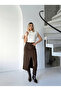 Linen Skirt with Cut-Out Hem and Front Slit