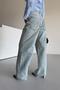 Unisex High Waist Wide Leg Light Blue Jean Trousers - 5