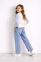 Blue Buttoned Shirt with Jeans Pants Girls' Knit Vest 3-Piece Set 23534 - 7