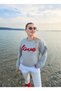 Gray Love Embroidered Sweatshirt