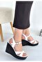 Minna White Skin Wedge Heel Sandals - 3