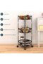 3 Tier Foldable Utility Rolling Cart with 360° Lockable Wheels - 4