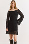 Women's Black Lined Flexible Mini Lace Dress Elb-19002588