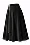 Women's Black Velvet Long Mevlana Skirt with Front Zipper, Flared, Stylish and Modern - 6