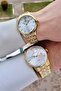 Lover Couple Wrist Watch with Gray Gold Color Adjustable Band - 2