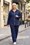 Plus Size Women's Hooded Jeans Set - Zipper Denim Jacket and Pants Two Piece Set - 2