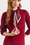 Women's Burgundy Scarf Detailed Polo Collar Mini Knitwear Dress Elb-19002587 - 5