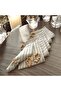 Milk Coffee Striped Napkin Set 40X40 with Buckle Gift 6 Pieces - 2