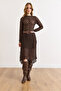 Women's Bitter Brown Lined Asymmetrical Lace Skirt Etk-19000397 - 6