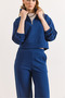 Women's Cobalt Blue Bottom-Top Polo Collar Thessaloniki Set Tkm-19000324 - 6