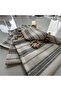 Gray Thick Striped Napkin Set 40X40 with Buckle Gift 6 Pieces - 5