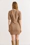 Women's Camel Crew Neck Short Sleeve Mini Knitwear Dress Elb-19002586 - 3
