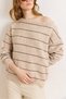 Women's Stone Boat Neck Striped Knitwear Sweater Kzk-19001140 - 6