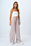 Women's White Elastic Waist Tie Striped Palazzo Pants Vs00840 - 3