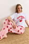Women's Strawberry White Pink 100% Cotton Short Sleeve Set Pjm-00000026 - 4