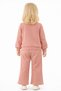 Crew Neck Bowknot Detailed Dusty Rose Color Girls' Tracksuit Set - 3